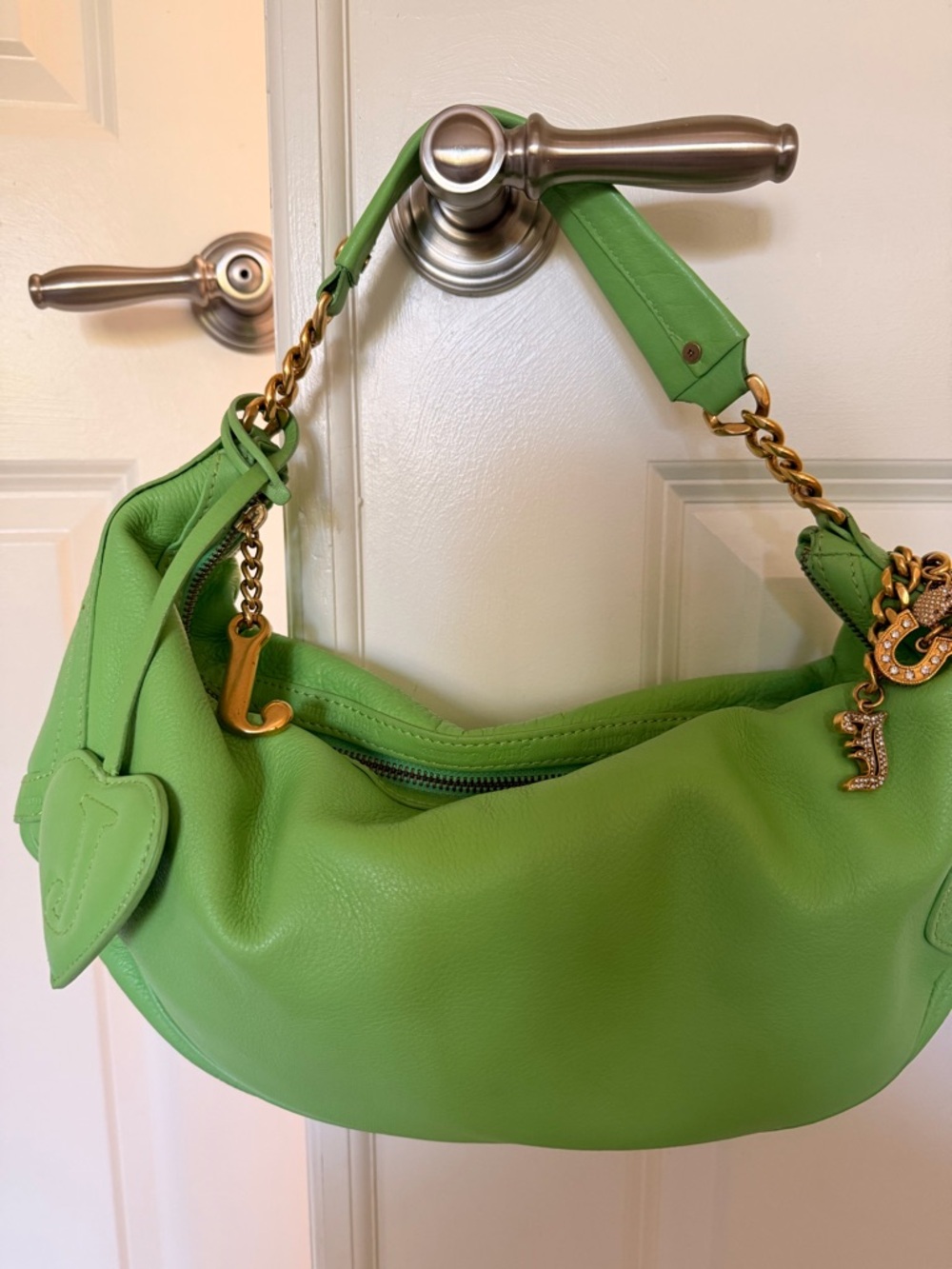 Juicy Couture Lime Green Shoulder Bag with Gold Chain Hardware vintage